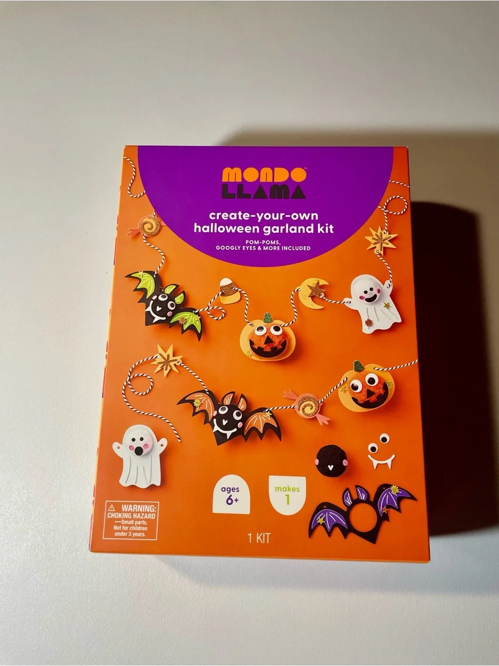 Mondo Llama Create-Your-Own Halloween Garland Kit - Orange & Purple New Sealed